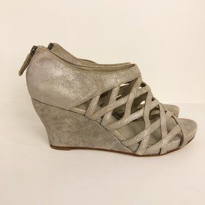 Eileen Fisher Cage Wedge Gray Metallic Sandals 8